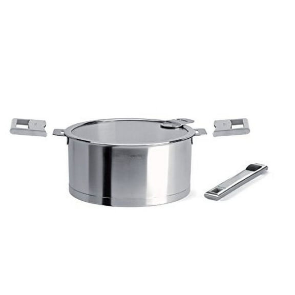 Cristel C14QLKSAPA Strate Set with 1 qt Saucepan with Lid, long handle and 2 grips (5 Piece), Silver