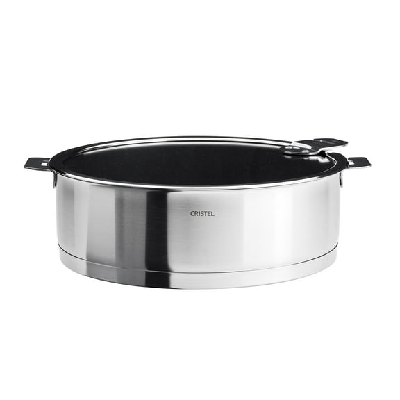 Cristel L Stainless Steel Non-Stick Sautepan with Glass Lid and Removable Handle, 3.5 Quart
