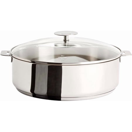 Cristel Multiply Stainless Steel Saute Pan with Glass Lid 4 Quart Handle Sold Separately