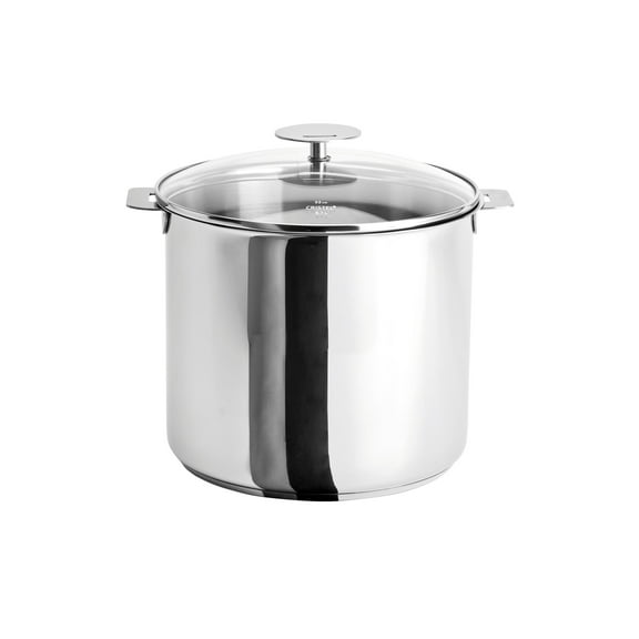 Cristel Multiply Stainless Steel Stockpot with Glass Lid and Removable Handles, 9.9 Quart