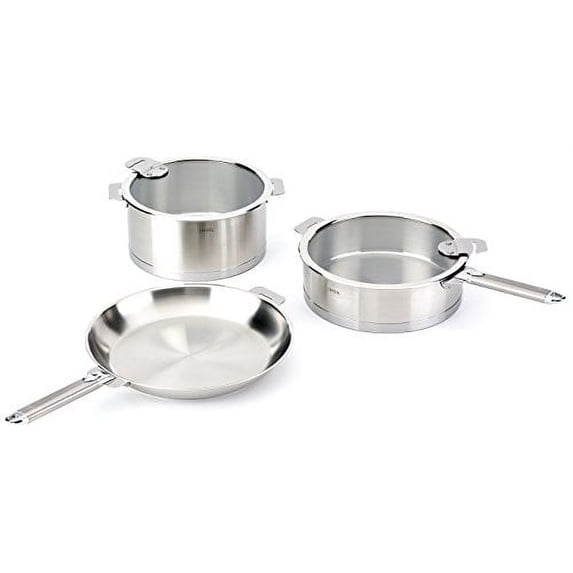 Cristel Strate 18/10 Stainless Steel 7 Piece Cookware Set with Removable Handles