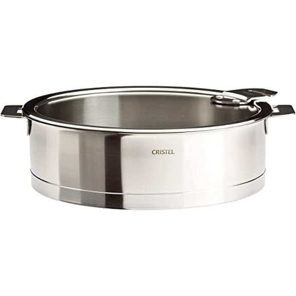 Cristel Strate L Stainless Steel Sautepan with Glass Lid and Removable Handle, 3.5 Quart