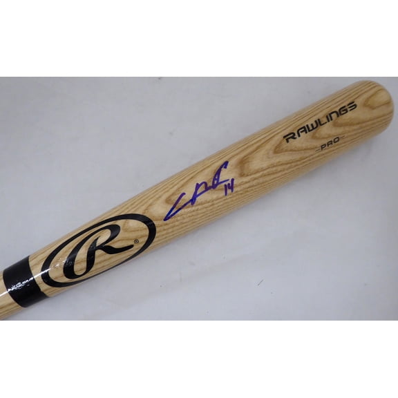 Cristian Pache Autographed Blonde Rawlings Baseball Bat Oakland A's Beckett BAS 186810