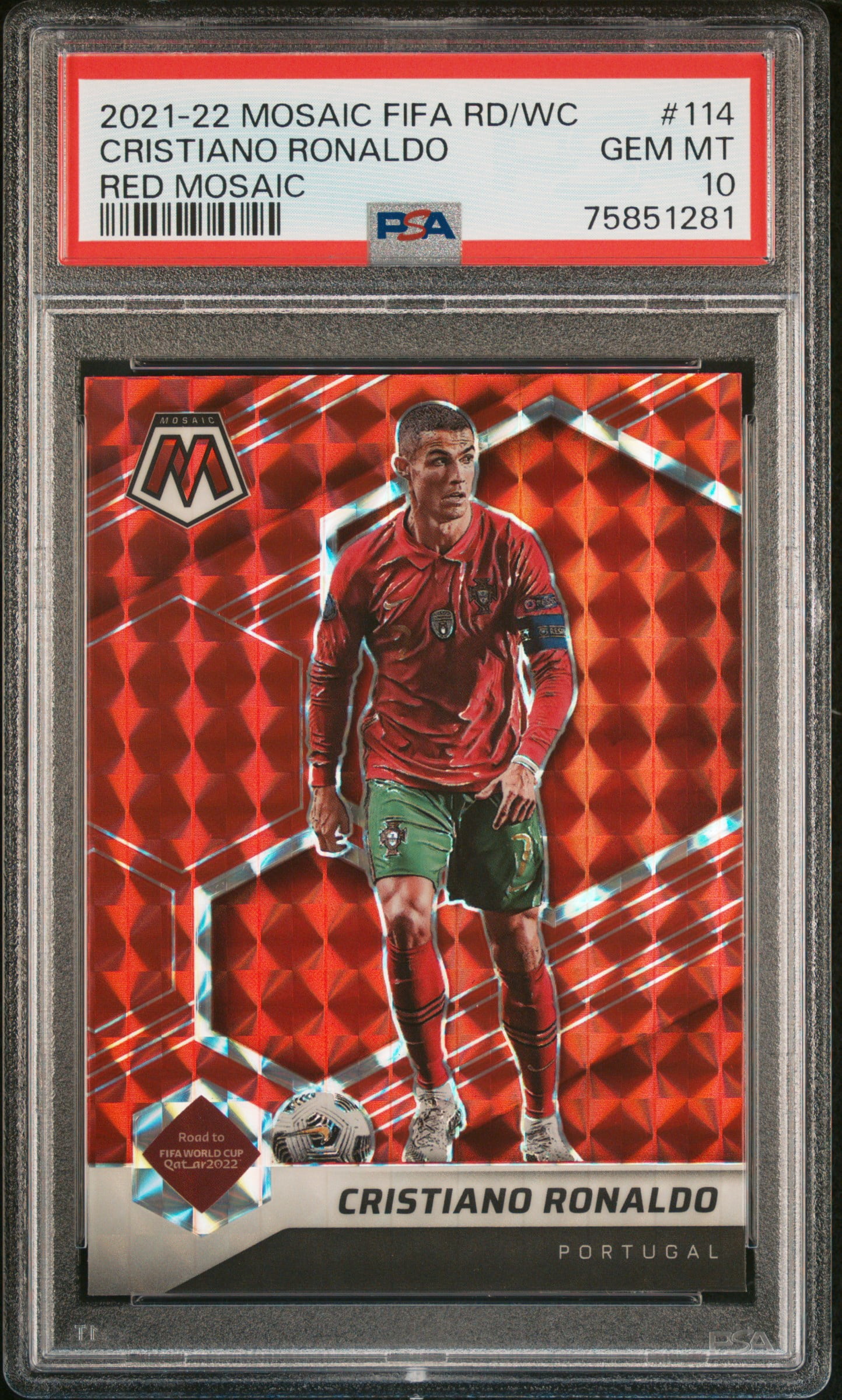Cristiano Ronaldo 2021-22 Panini Red Mosaic World Cup Card #114 