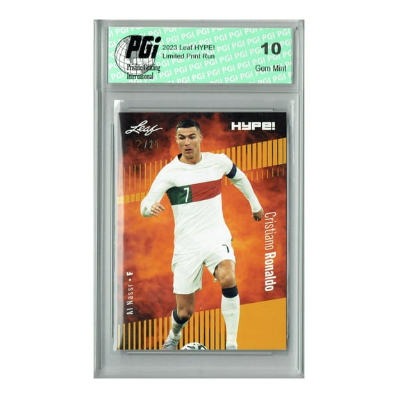 Cristiano Ronaldo 2023 Leaf HYPE! #110a Gold SP, Just 25 Made Trading Card PGI 10