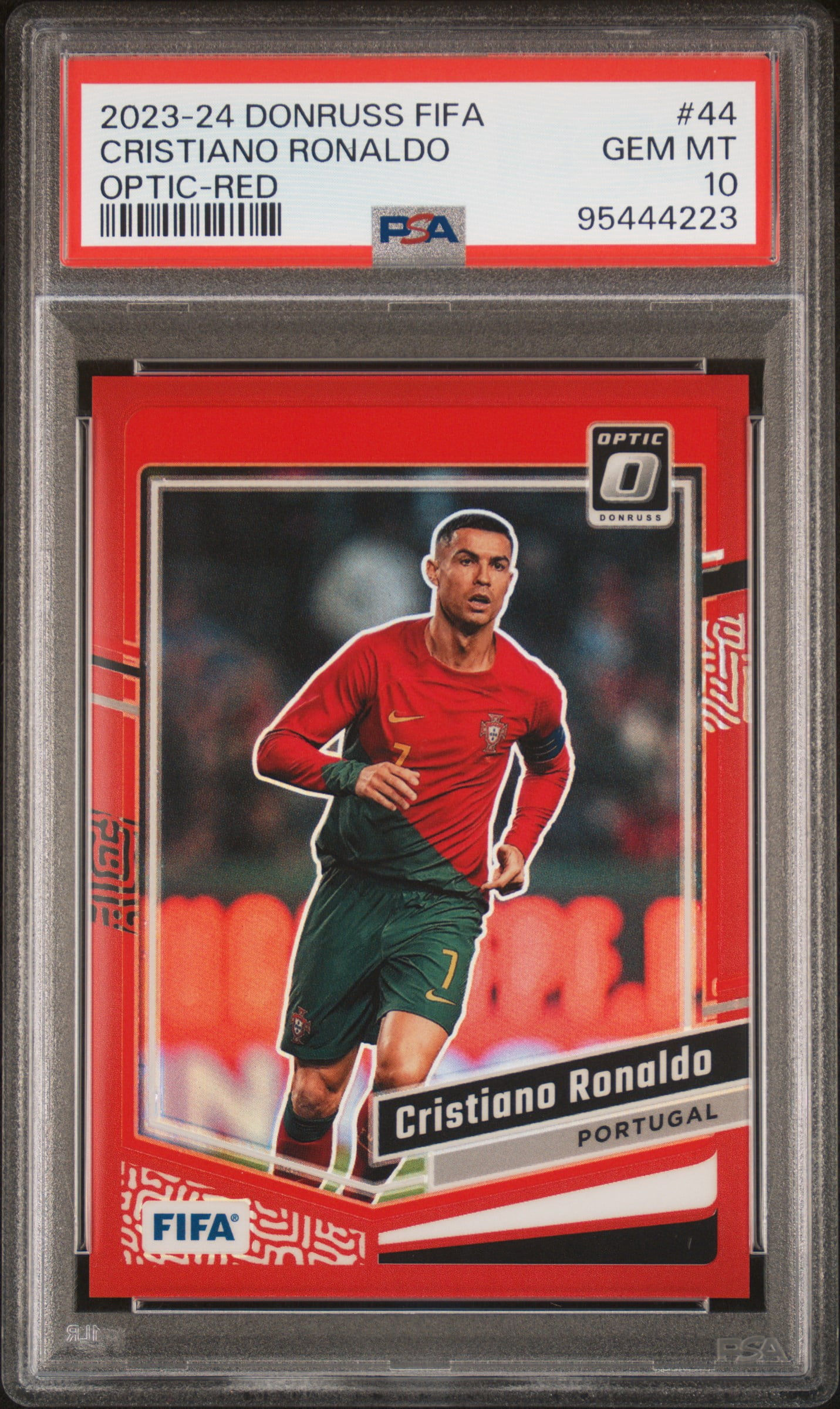 Cristiano Ronaldo 2023 Panini Donruss FIFA Optic Red Soccer Card