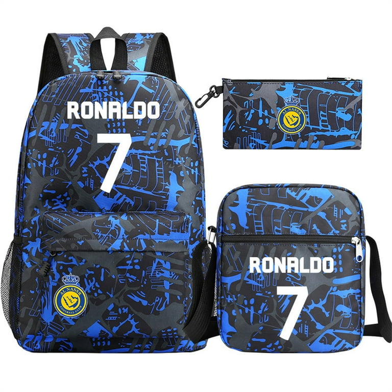 Cristiano Ronaldo Backpack 3pcs Set Football Star CR7 Bookbag with