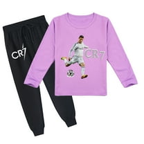 Cristiano Ronaldo Boys Comfy Long Sleeve T-shirt & Pants Set, Breathable for Spring Autumn, Unisex with Prints