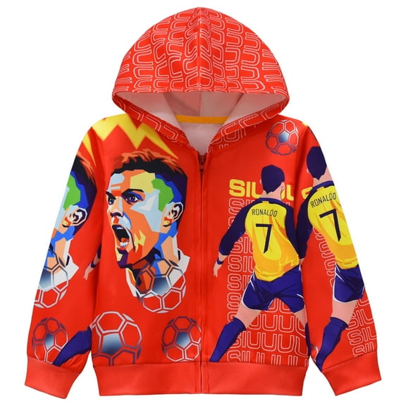 Cristiano Ronaldo Boys Zipper Jacket Zipper Hoodie Suitable for 5-12 Years Old