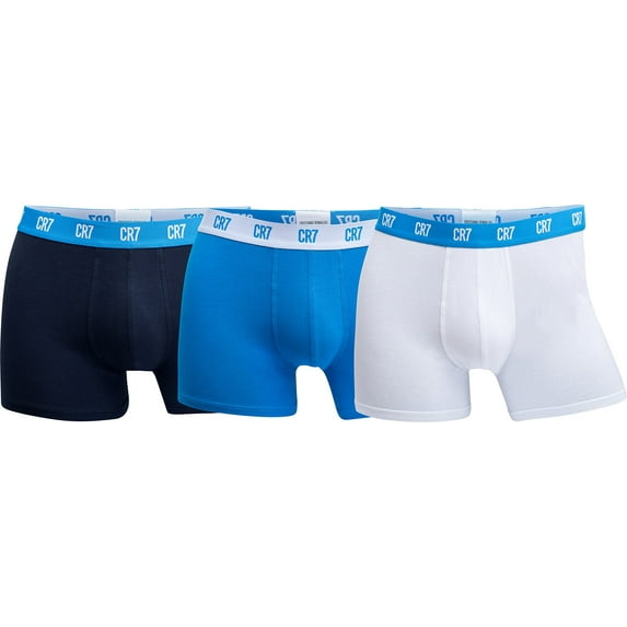 Cristiano Ronaldo CR7 Men's 3-Pack Trunk Cotton Stretch (Blue/Black/White, Large)