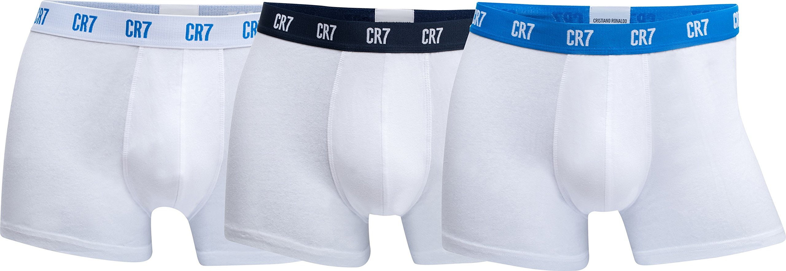 Cristiano Ronaldo CR7 Men's 3-Pack Trunk Cotton Stretch (White/Sky/Navy,  X-Large) 