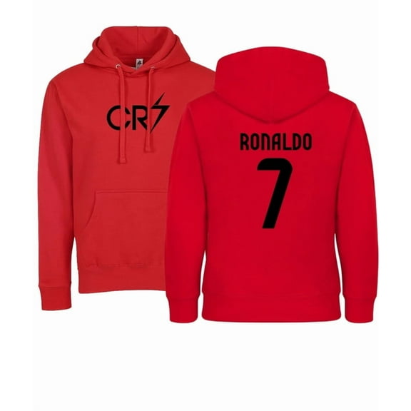 Cristiano Ronaldo CR7 Unisex Hoodie for Adults - With Front and Back Design - Red/Black - Medium