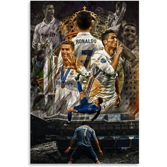 Cristiano Ronaldo Canvas Wall Art | CR7 Soccer Poster Decor for Bedroom, Living Room | 12x18 Inch Aesthetic Room Poster Unframed