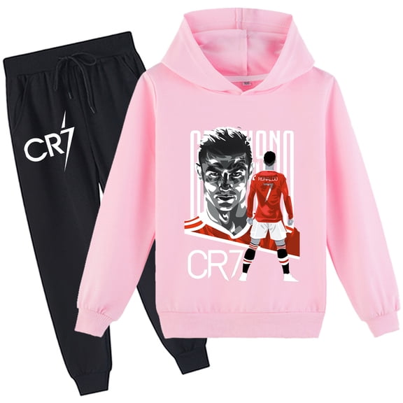 Cristiano Ronaldo Comfy kids' hoodie and sweatpants, loose fit, sporty design, suits boys and girls alike.