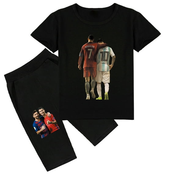 Cristiano Ronaldo Cotton Summer Set: Short Sleeve T-shirt and Shorts for Boys and Girls, Trendy Design