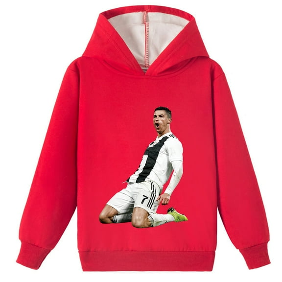 Cristiano Ronaldo Kids Long Sleeve Brushed Warm Plush Hoodie Pullover Sweatshirt for Boys Winter Wear