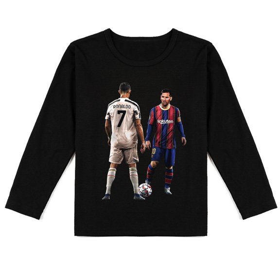 Cristiano Ronaldo Kids' Long Sleeve T-shirt: Causal Print for Spring & Autumn, Soft Cotton Wear
