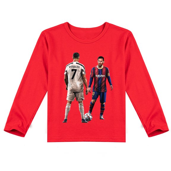 Cristiano Ronaldo Kids' Long Sleeve T-shirt: Causal Print for Spring & Autumn, Soft Cotton Wear