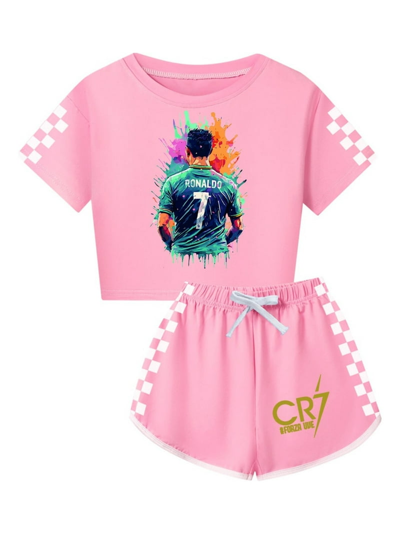 Cristiano Ronaldo Kids Set – Soccer Print Shirt and Shorts for