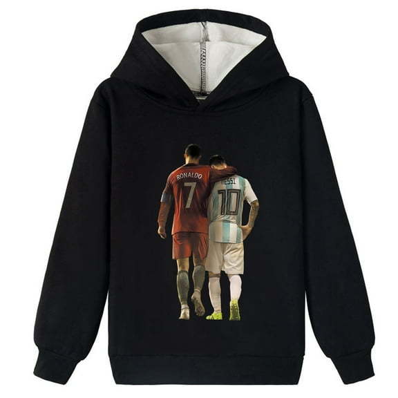 Kids' Cristiano Ronaldo Brushed Pullover Hoodies: Suitable for Boys and Girls' Casual Winter Appearances