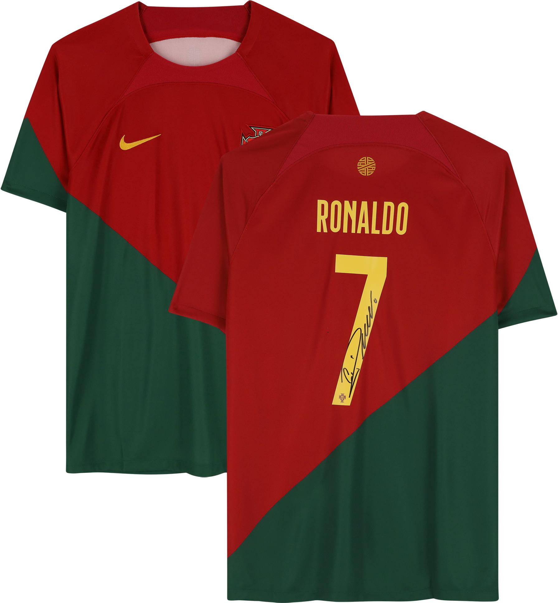 Cristiano Ronaldo Portugal National Team Autographed 2022-23 Red and Green Jersey - Fanatics Authentic Certified