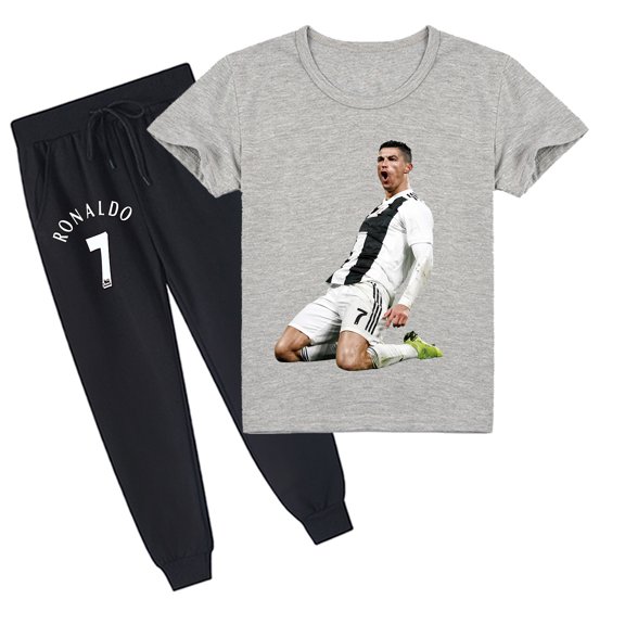 Cristiano Ronaldo Summer Collection: Moisture-Wicking Kids' T-Shirt & Flexible Long Pants Activewear Combo
