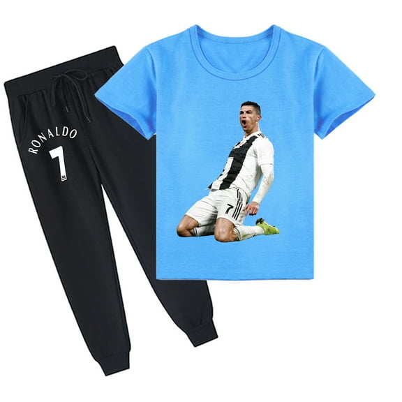 Cristiano Ronaldo Summer Collection: Moisture-Wicking Kids' T-Shirt & Flexible Long Pants Activewear Combo