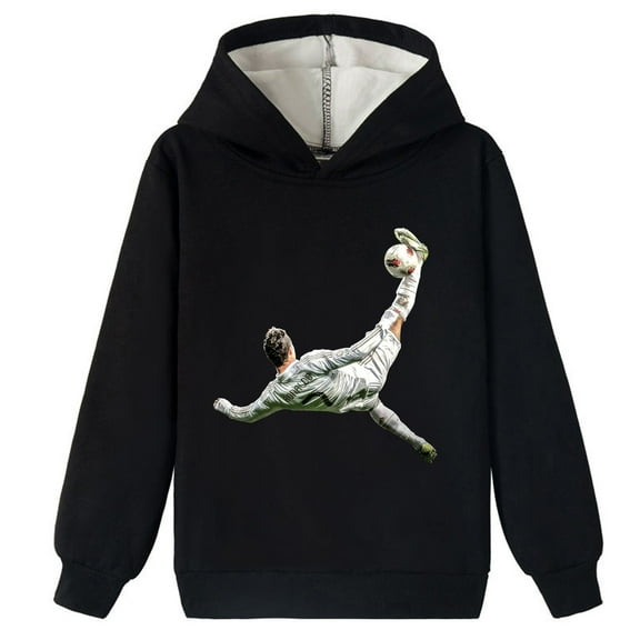 Cristiano Ronaldo Themed Brushed Hoodies for Kids - Perfect for Boys and Girls' Winter Activities