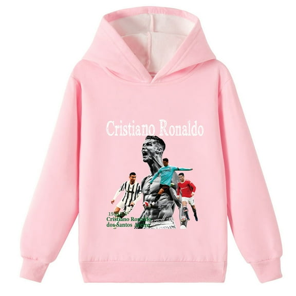 Cristiano Ronaldo Themed Brushed Pullover Hoodies: Cozy Winter Wear for Boys and Girls' Outdoor Fun