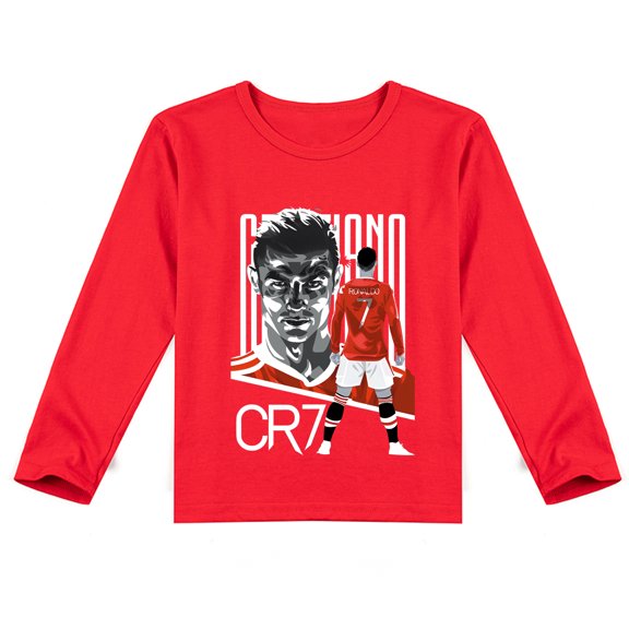 Cristiano Ronaldo Themed Children's Long Sleeve T-shirt, Great for Spring and Autumn Weather