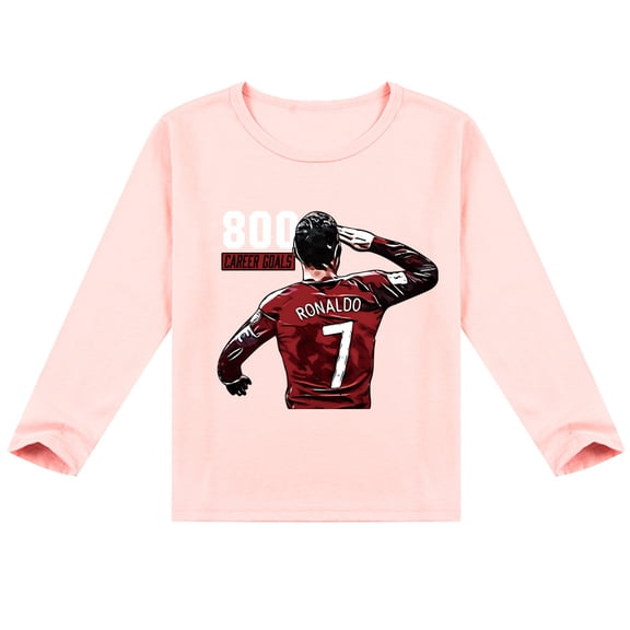 Cristiano Ronaldo Themed Kids' Long Sleeve T-shirt: Comfortable Cotton for Spring & Autumn