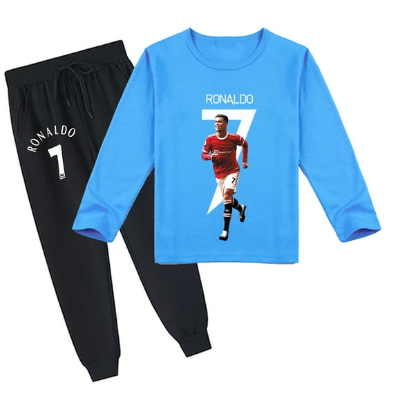 Cristiano Ronaldo Unisex Boys Girls Breathable Long Sleeve T-shirt Top with Pants for Spring Autumn