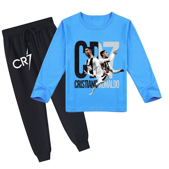 Cristiano Ronaldo Unisex Boys Girls Breathable Long Sleeve T-shirt and Pants, Comfy, Spring Autumn