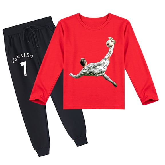 Cristiano Ronaldo Unisex Children's Long Sleeve T-shirt & Pants, Breathable, Comfy, Spring Autumn Prints