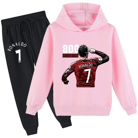 Cristiano Ronaldo cartoon hoodie and pants, children's size, 2-piece, spring wear.