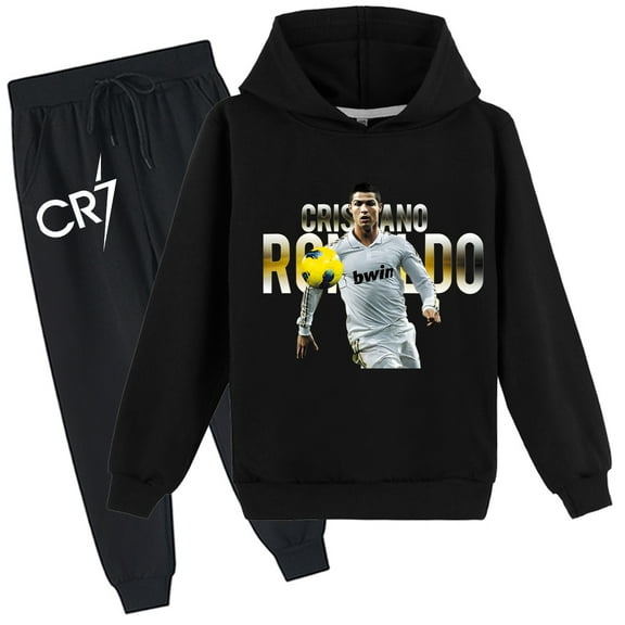 Cristiano Ronaldo hooded sweatshirt and pants, 2-piece set, children's size, spring wear.
