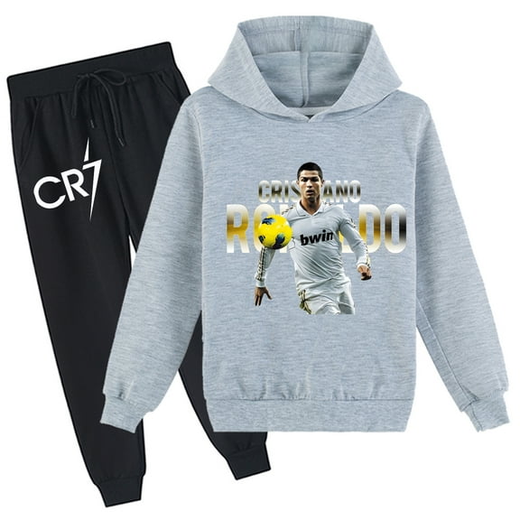 Cristiano Ronaldo hooded sweatshirt and pants, 2-piece set, children's size, spring wear.