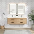 thumbnail image 1 of Cristo 60M" Fir Wood Brown Double Bath Vanity with Fish Maw White Quartz Stone, 1 of 15