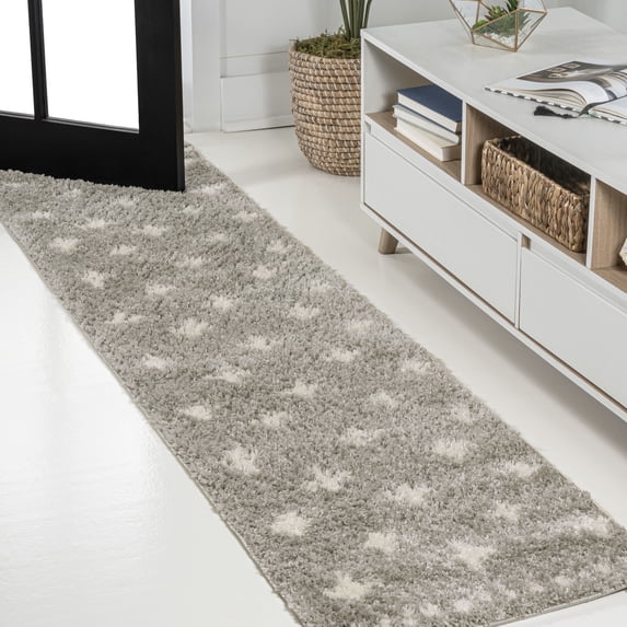 JONATHAN Y MOROCCAN HYPE 2 x 8 Runner Rug, Cristo Berber Geometric Shag - Gray/Ivory, MOH403B-28