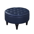 thumbnail image 1 of Cristo Transitional 24" Round Storage Ottoman Footstool, Blue Vinyl, 1 of 4