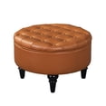thumbnail image 1 of Cristo Transitional 24" Round Storage Ottoman Footstool, Brown Vinyl, 1 of 4