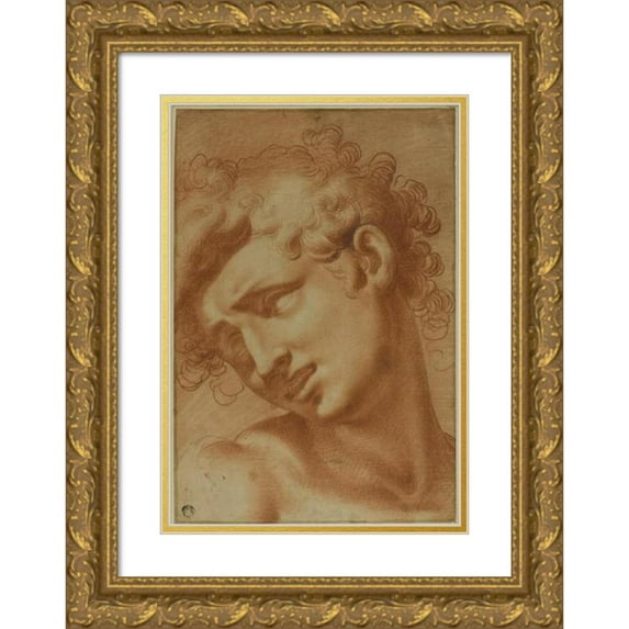 Cristoforo Roncalli 11x14 Gold Ornate Wood Frame and Double Matted Museum Art Print Titled - Head of a Youth (1595-1605)