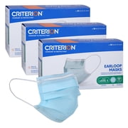 Criterion ASTM Level 3 Disposable Face Mask   Blue, 3-Ply, Fluid Resistant, Latex-Free, Flat Earloops, Adult, 50/Box - 3 Boxes 150 Total Masks