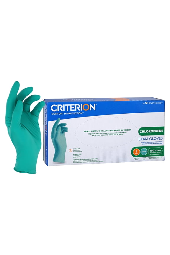 Chloroprene Disposable Gloves, Non-Sterile, Latex-Free, Ambidextrous, Green, 100 Count