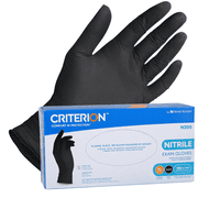 Criterion N200 Black Nitrile Exam Gloves, X-Large   Latex-Free, Powder-Free, Chemo & Fentanyl-Tested, Textured Fingertips, Beaded Cuff   180 Count | Medical, Dental, Tattoo, Food Prep