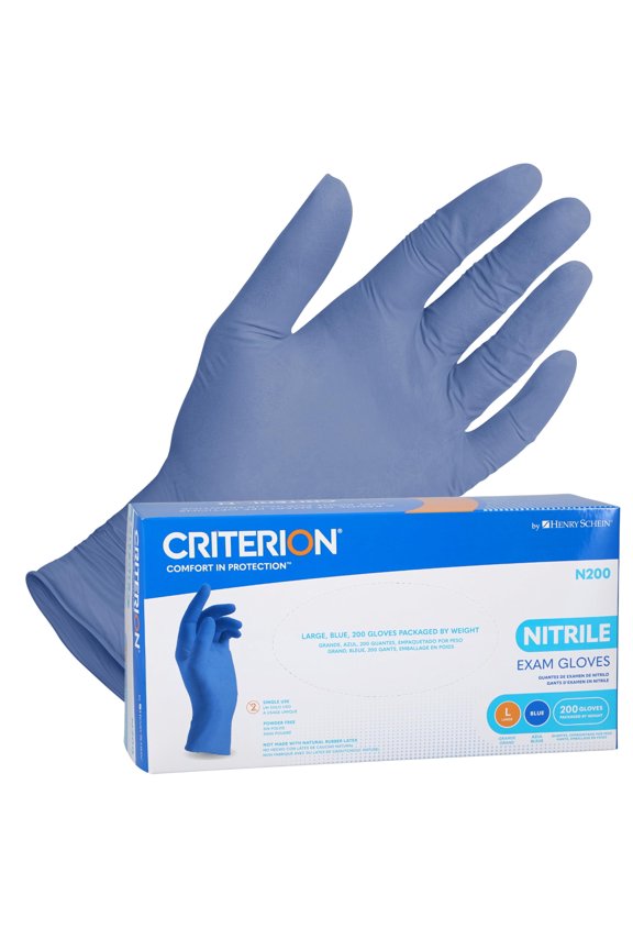 N200 Nitrile, Chlorinated, Latex-Free, Ambidextrous Disposable Gloves, Large, 200 Count