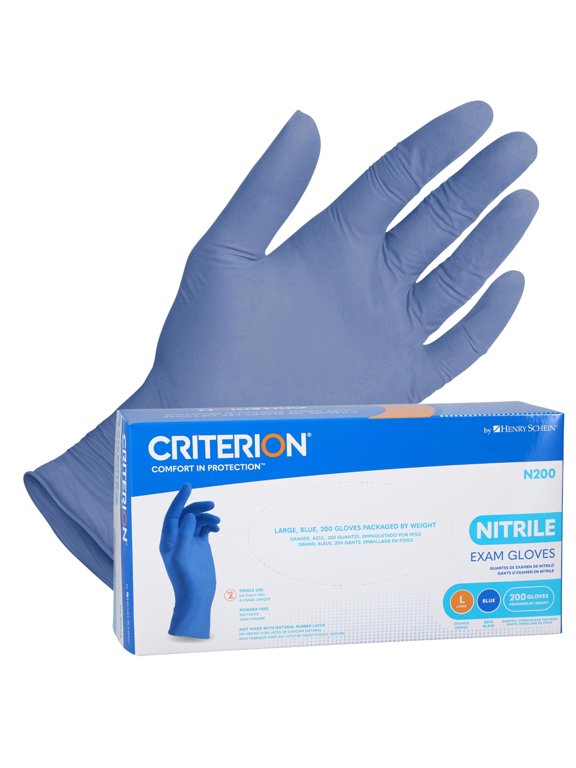 N200 Nitrile, Chlorinated, Latex-Free, Ambidextrous Disposable Gloves, Large, 200 Count