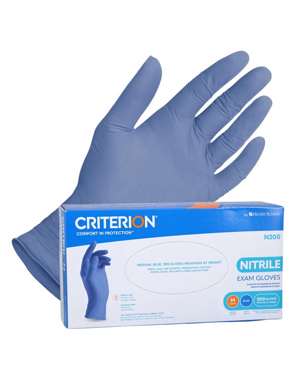 N200 Nitrile, Chlorinated, Latex-Free, Ambidextrous Disposable Gloves, Medium, 200 Count