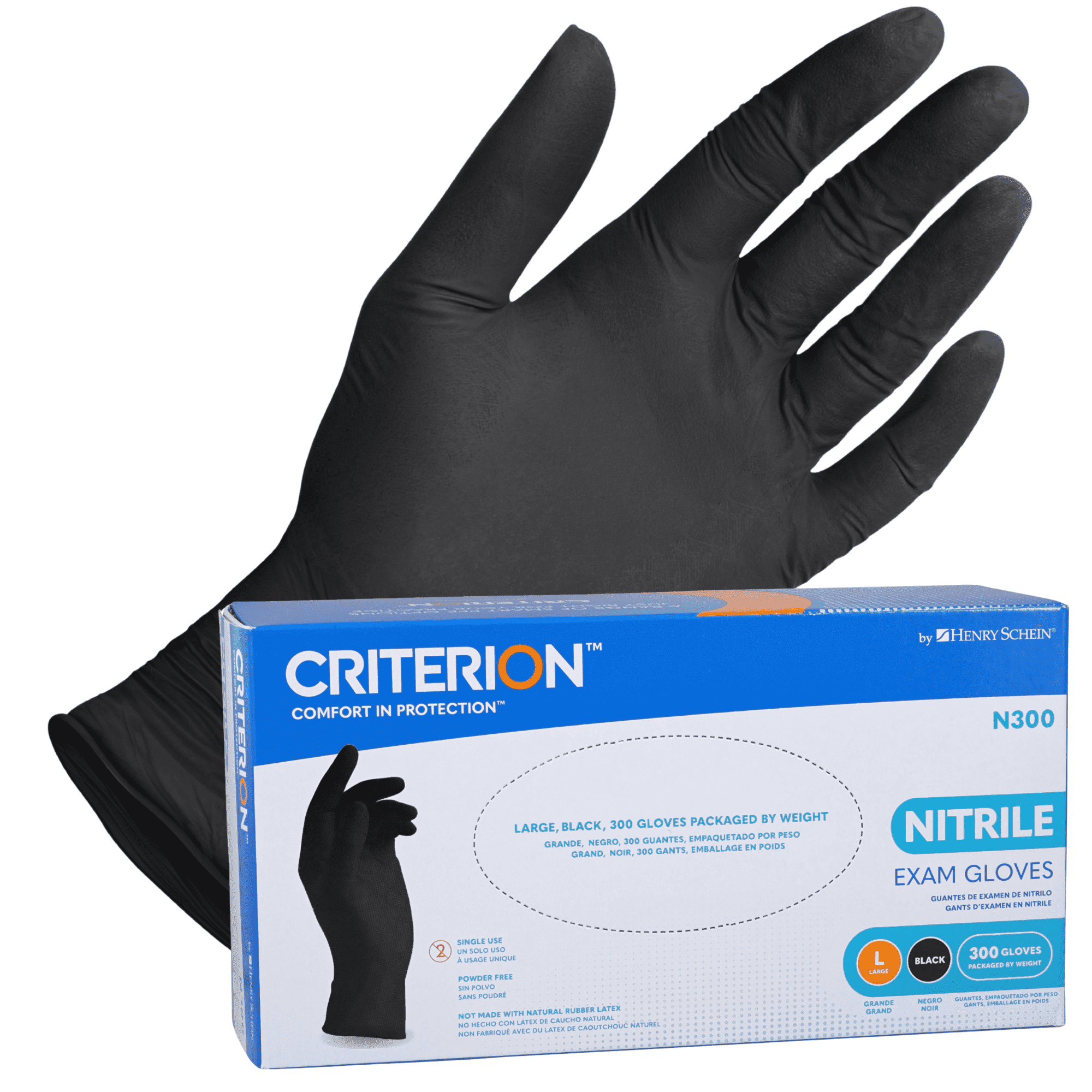 Criterion N300 Nitrile Exam Gloves, Small, Black – 300/Box, Latex