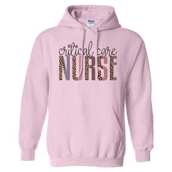 Critical Care Nurse Leopard Print Hoodie Sweatshirt Unisex 4X-Large Pink